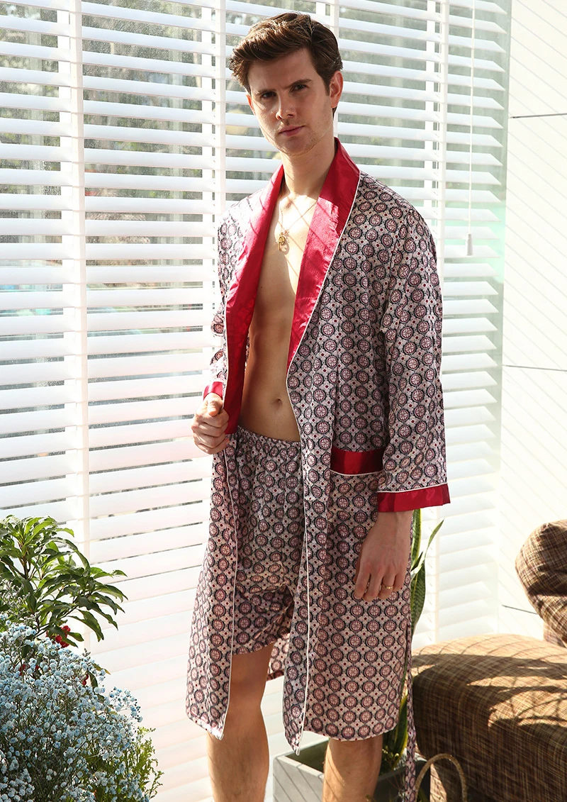 Мужской Халат размера плюс 5xl с шортами, 2 шт., шелковое кимоно, Мужской Шелковый Атласный халат, домашняя одежда, домашний банный халат, сексуальный мужской халат, летний