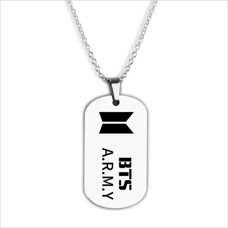 Kpop Stainless Steel Letter Army Tag Pendant Necklace Trendy 2020 Fashion Unisex Punk Party Jewelry Gift BTS-216 | Украшения и