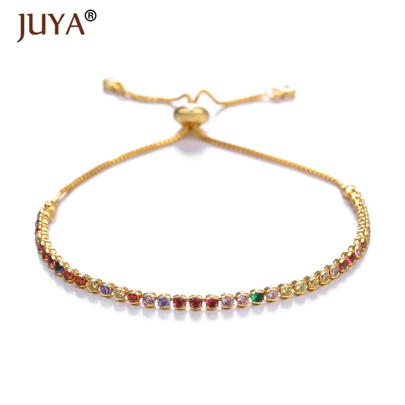 Новые радужные цвета циркония горный хрусталь регулируемые цепи браслеты для женщин статусные модные ювелирные изделия