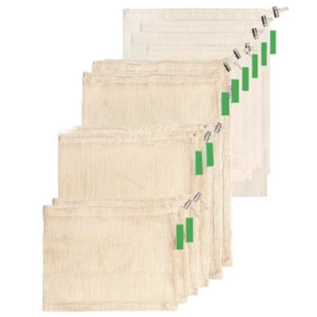 

7PCS Reusable Produce Bags, Organic Cotton Mesh Bags Muslin Bags with Drawstring Bonus Reusable Grocery Bag