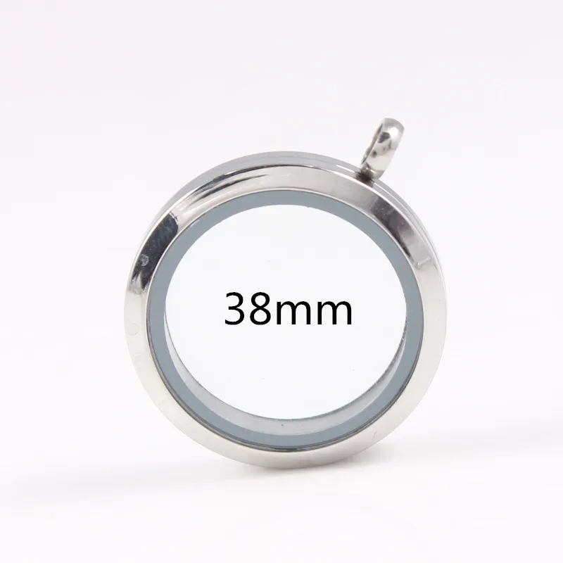 Silver 38mm Прямая поставка! Круглое серебристое однотонные твист закручивающийся плавающий кулон 316L неоднородная нержавеющая сталь памяти стеклянный медальон для Для женщин - Окраска металла: Silver 38mm