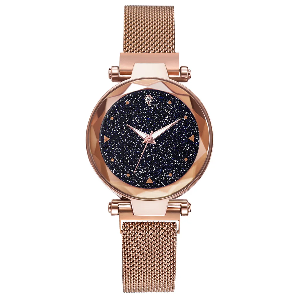 Роскошные элегантные женские часы женские часы Звездное небо магнитные водонепроницаемые женские наручные часы Relogio Feminino Reloj Mujer - Цвет: Rose Gold