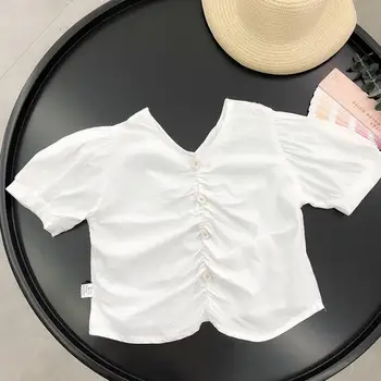 

2020 new wholesale girls shirt fashion summer short sleeve cotton girls blouse 1-7t HO516