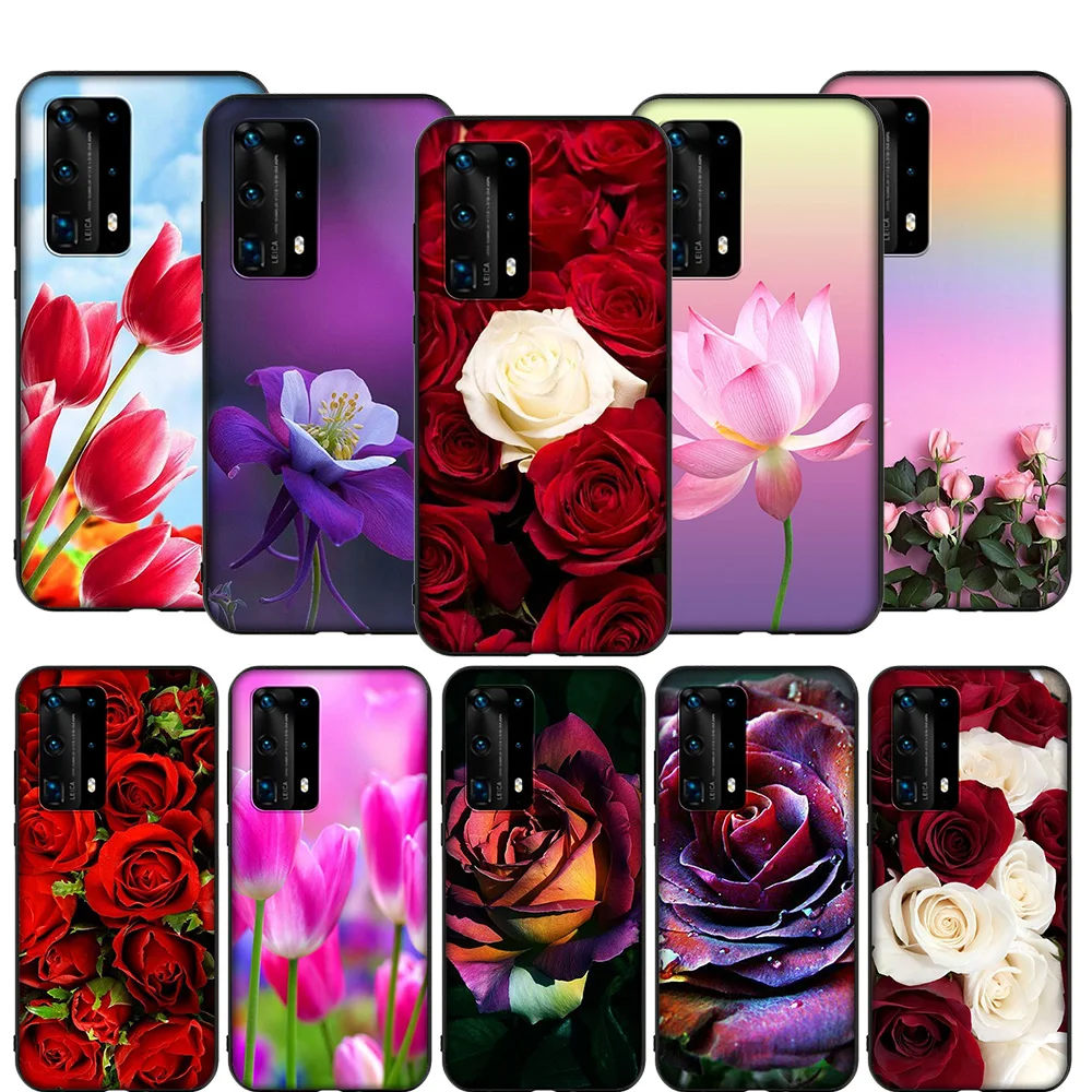 T70 цветок тюльпан Роза Искусство Цветочный чехол для Huawei P9 P10 P20 P30 P40 Y6 Y7 Y9 Lite Pro Max
