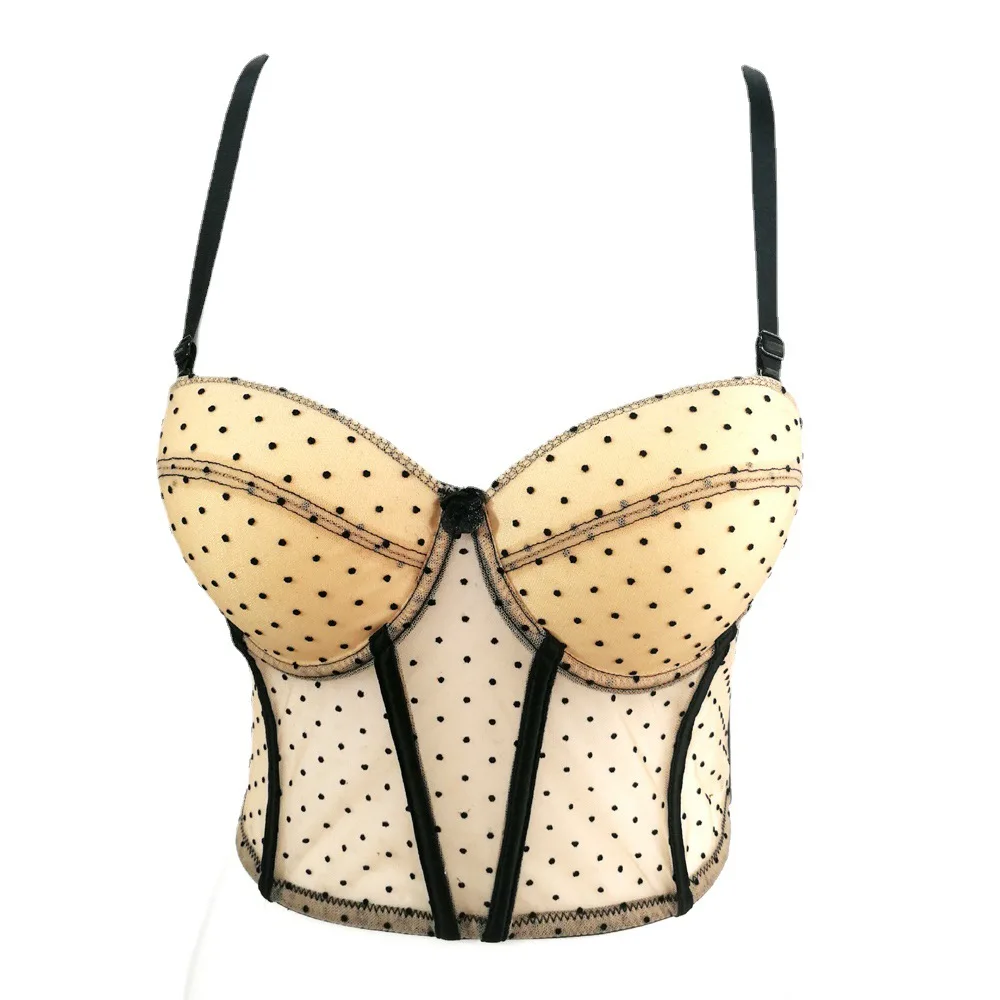 Женский кружевной корсет в горошек с вышивкой и стальным кольцом | Женская одежда