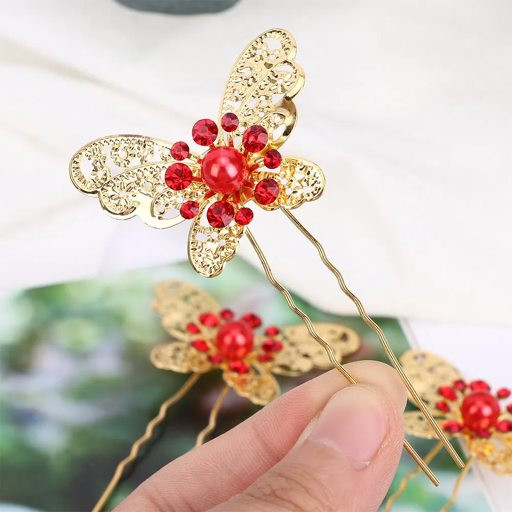 3 шт./компл. Золотая Серебряная заколка для волос в форме бабочки U образная женщин