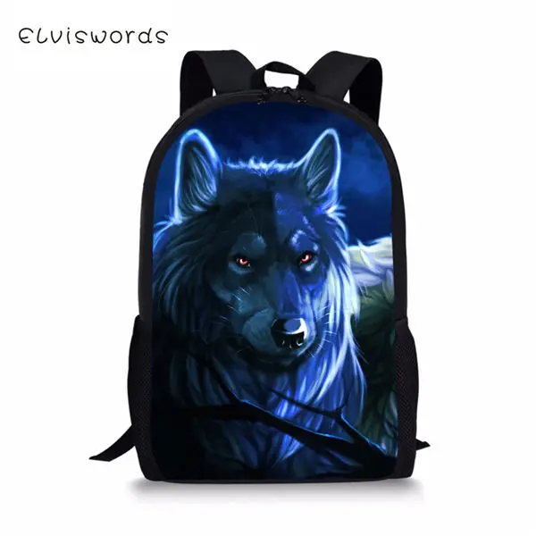 CDWX3776C ELVISWORDS модный детский рюкзак с принтом волка из мультфильма, школьный рюкзак для малышей, крутой рюкзак для путешествий с животными - Цвет: CDWX3776C