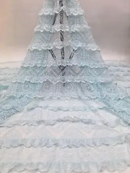 

2020 latest 3D floral African lace fabric high quality French lace embroidery chiffon pure cotton tulle lace fabric wedding