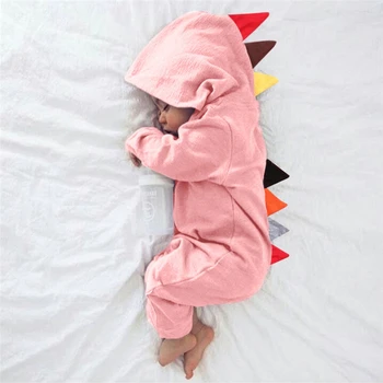

Newborn Long Sleeve Romper Infant Baby Boys Girls Dinosaur Zipper Hooded Jumpsuit Colorful Winter Cute Fashion Clothes 6-24M A20