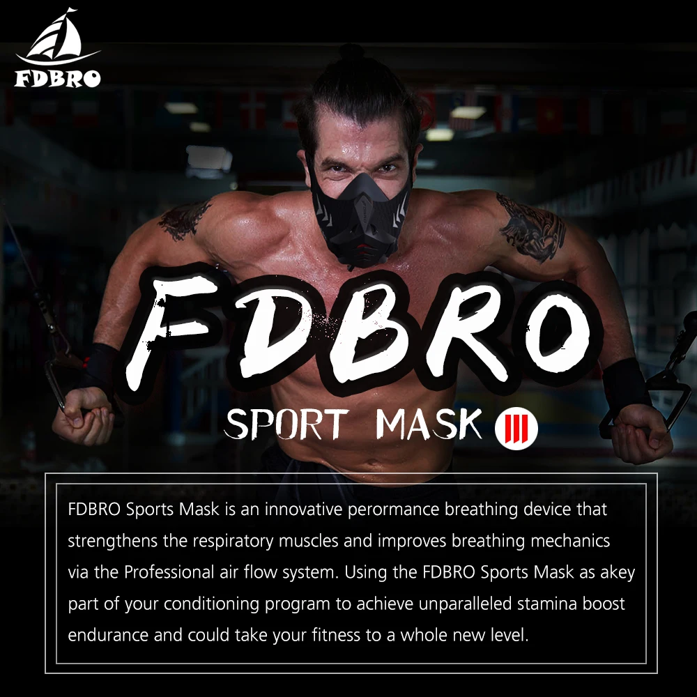 FDBRO новая спортивная маска Pro тренировочная маска для бега кардио высотные защитные дыхание тренер воздушный фильтр смога Пылезащитная маска