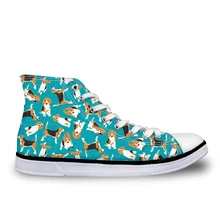 Doginthehole Beagles Pet кроссовки для собак с животным принтом высокие парусиновые туфли на шнуровке для мальчиков и девочек Повседневная легкая модная обувь на плоской подошве