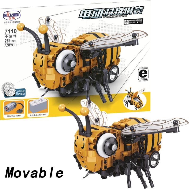 

Movable legoingly Bee Technic Animal With Motor Battery Box 285pcs Building Blocks Bricks Enlighten DIY Toys for Children Gift