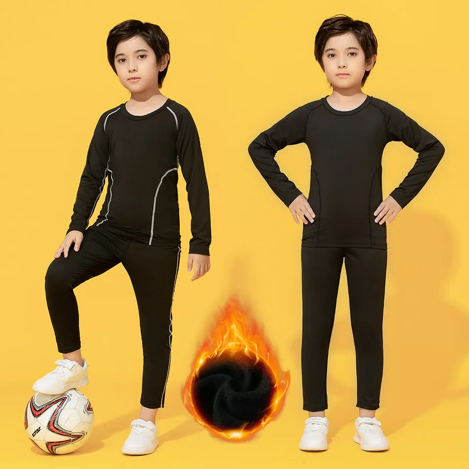 AUsagg Winter Children's Sports Suit Quick Drying Thermal Underwear For  Boys and Girls Compression Sportswear Football P3Y8 Basketball C1Y7 
