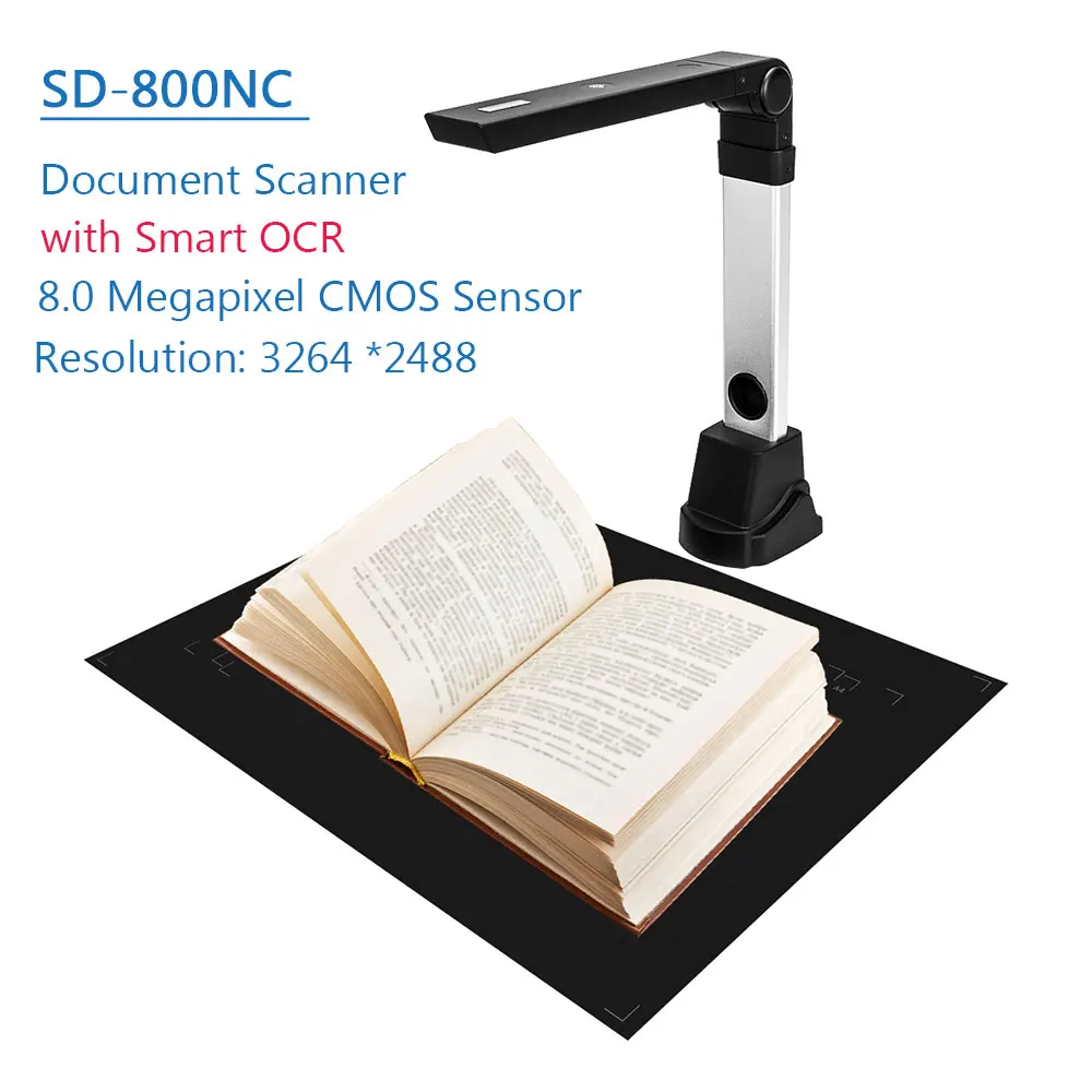 NETUM Book Scanner SD-500NC Portable Document Scanner 5MP Max A4 Size with Smart OCR Led Table Desk Lamp for Family Home Office 3d scanner for 3d printer Scanners