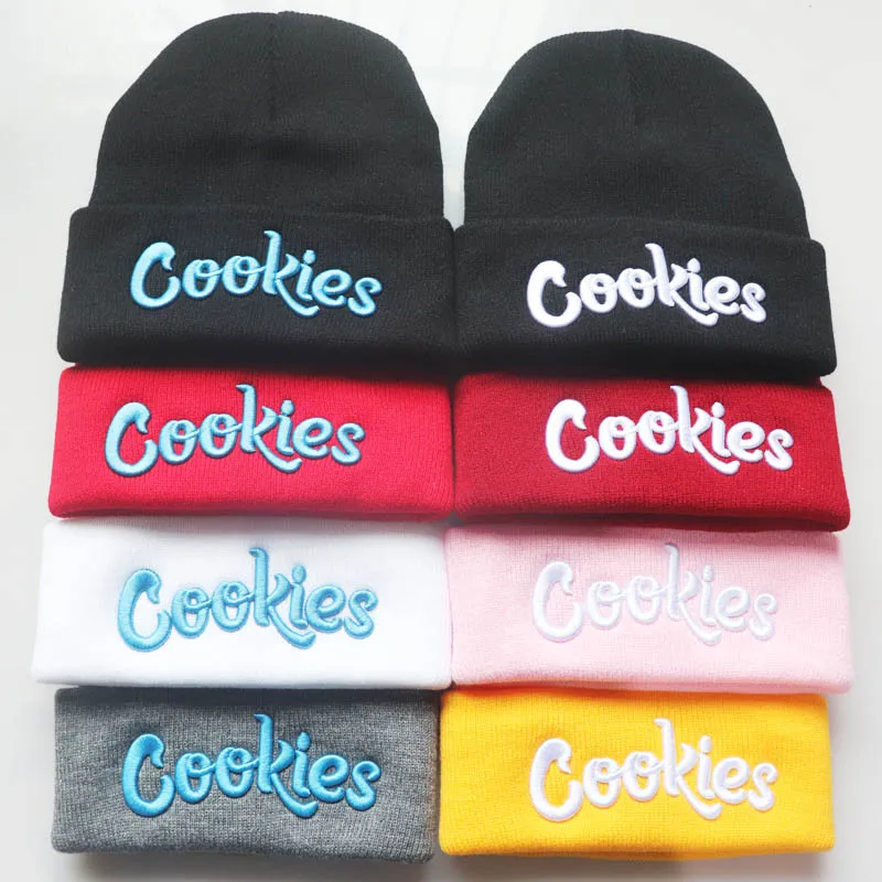 Knitted Hat Trendy Men Women Cookies Pattern Embroidery Ski Warm Winter Beanie Skullies Cap