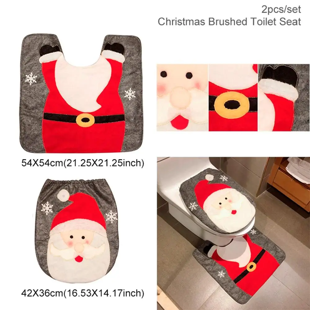 Рождественские шторки коврик для ванной комнаты украшения для салона автомобиля веселые рождественские украшения для дома рождественские подарки год - Цвет: Toilet Seat 5