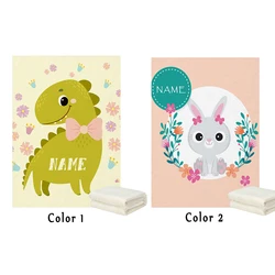 LVYZIHO – couverture polaire personnalisée avec nom de bébé dinosaure/lapin, en flanelle, 30x40 / 48x60 / 60x80 pouces 