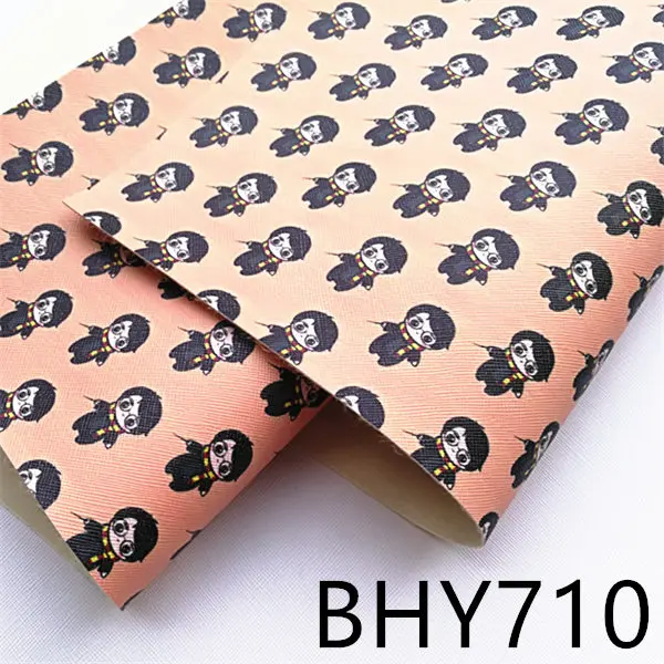 BHY710 1 шт/7,6*12 дюймов мультяшный принт кожа viny ткань BHY355 - Цвет: BHY710