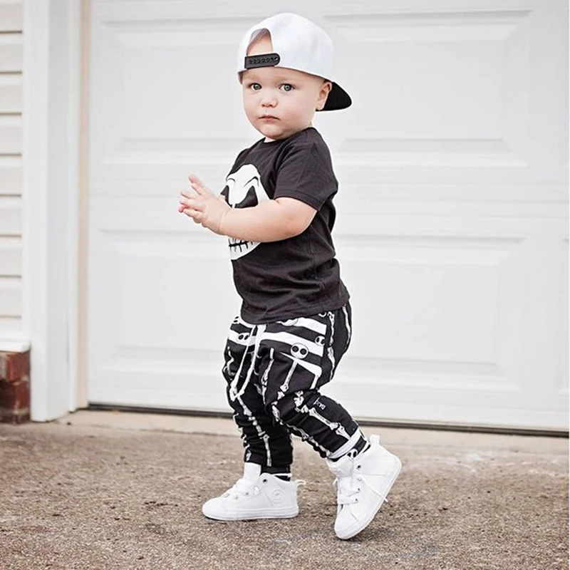 0-3T Halloween costume for kids Newborn Baby Boy Fashion Clothes set Short Sleeve Cotton T Shirt Long Pants infantil clothing