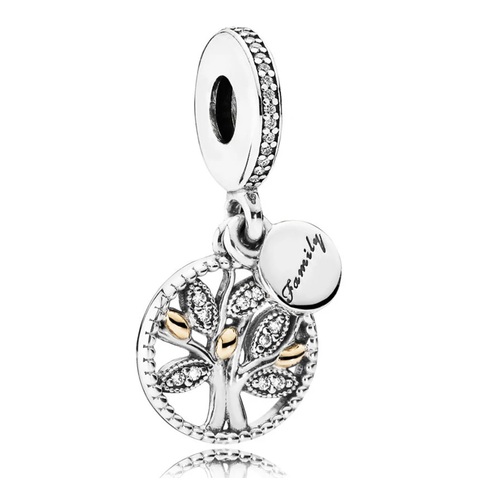 

925 Sterling Silver Bead Family Heritage Dangle Charm Tree Of Life Crystal Pendant fit Lady BraceletDIY Jewelry