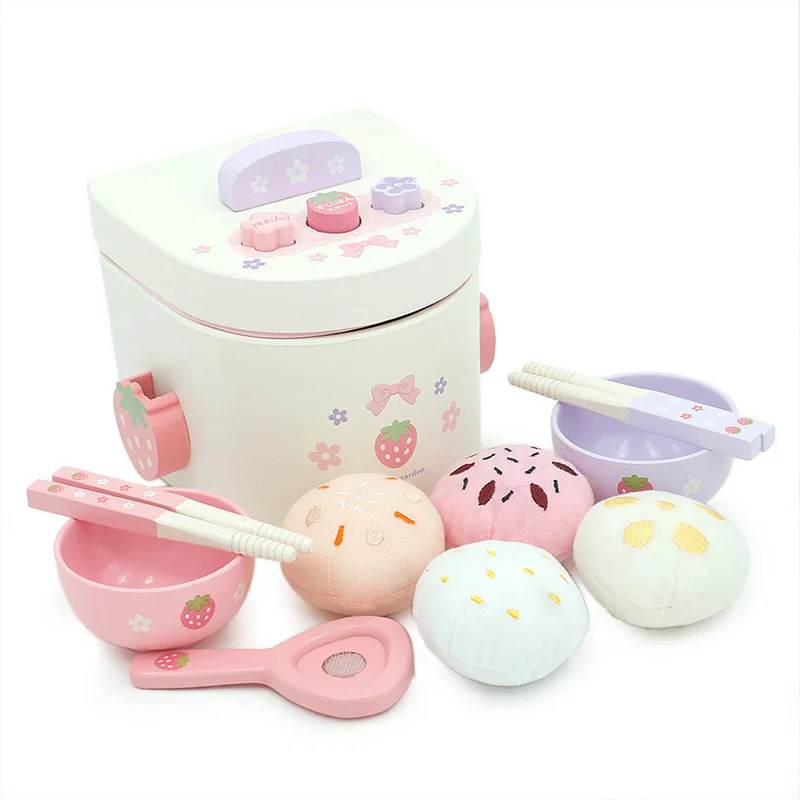 Children's Wooden Play House Girl Cooking Toys Rice Cooker Simulation
