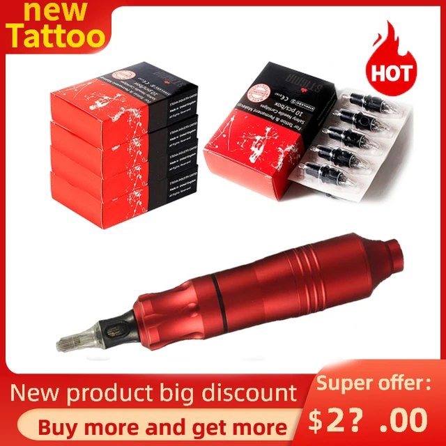 New Professional Tattoo Pen Rotary Machine Tattoo Gun with 50pcs Tattoo Cartridge Needles Permanent Makeup Machine Tattoo DC/RAC 1