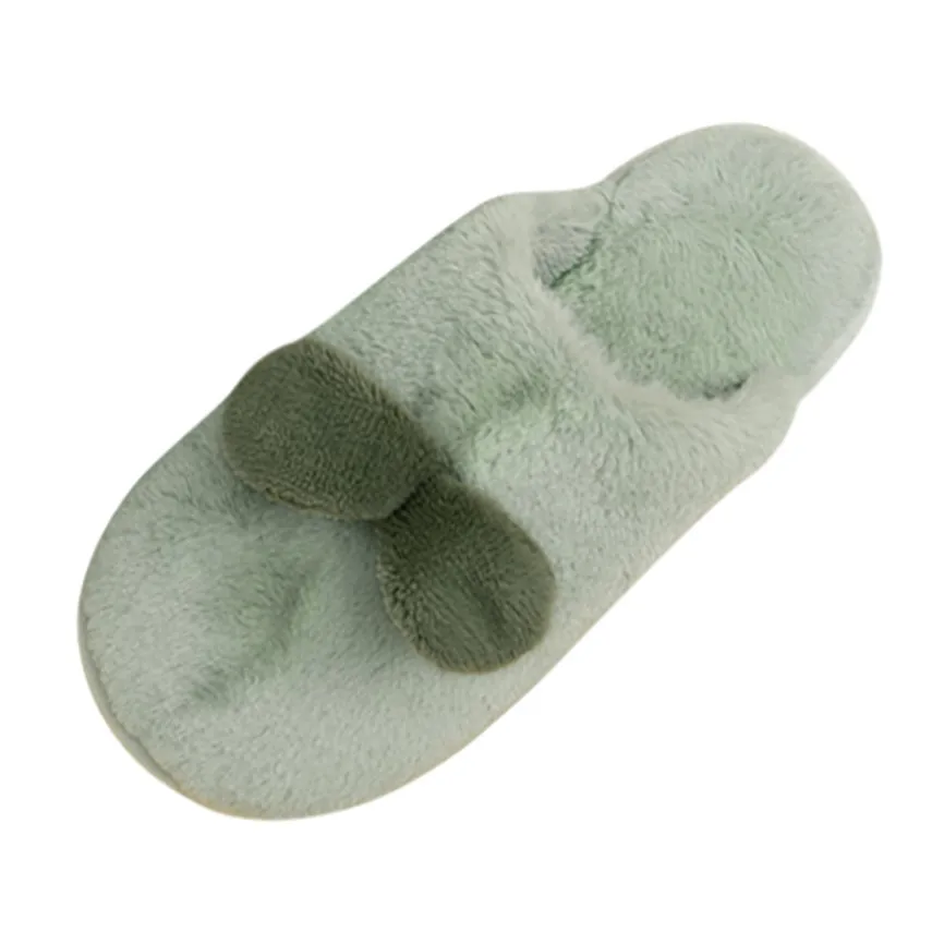 Green Cartoon Cute Warm Grass Cotton Shoes Women And Men Winter Home Slippers Non-slip Indoors Bedroom Floor Indoor Warm Soft Shoes 40 - Цвет: Green