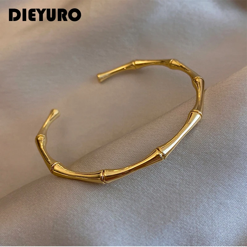 316L Stainless Steel Bamboo Open Thin Bangle Handmade Anniversary Gift bangle bracelet stainless steel bracelet