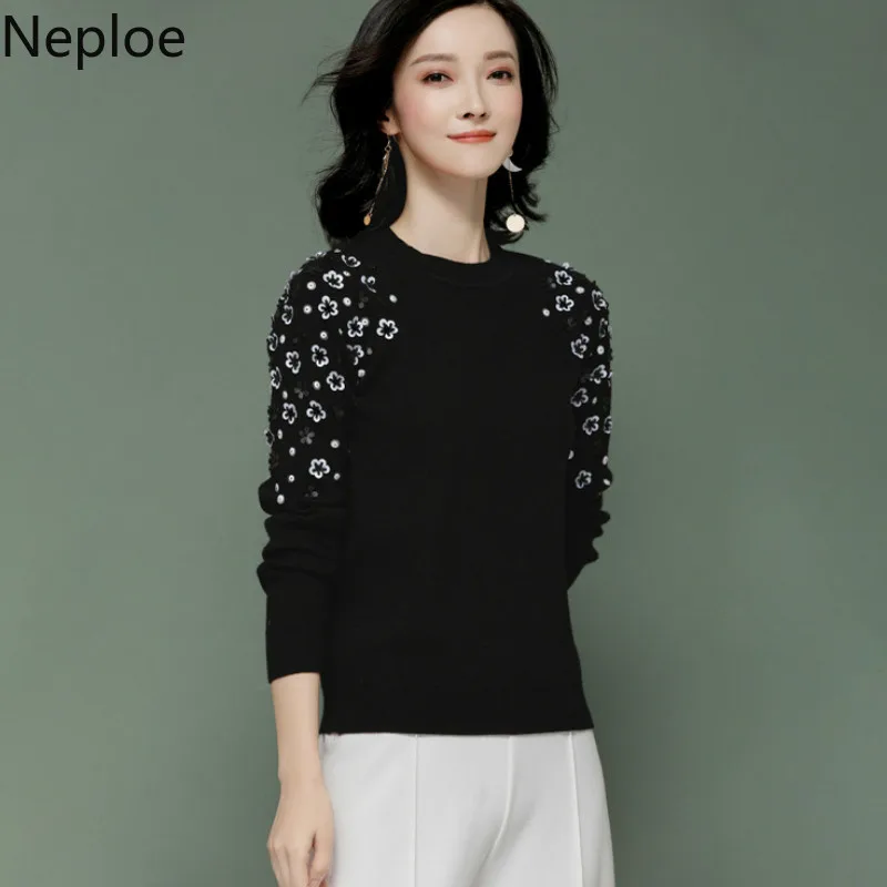 Skup Neploe O Neck sweter luźny sweter kobiety elegancki Foral dzianiny dół Jersey Mujer Invierno 2020 jesień dziki Student Top 46079