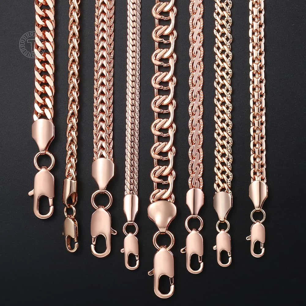 Personalized Necklace for Women 585 Rose Gold Curb Snail Link Chain Gold