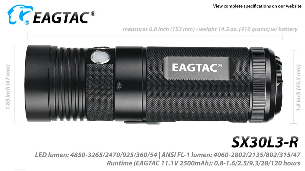 EAGTAC SX30L3-R светодиодный фонарик XHP70.2 4850 люмен компактный фонарь с пятью выходами перезаряжаемый аккумулятор 18650
