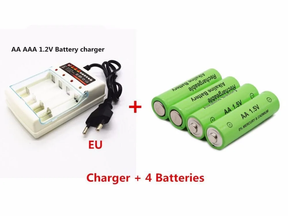 Новым ярлыком 3000 MAH перезаряжаемые батареи AA 1,5 V. Перезаряжаемые Alcalinas drummey+ 1 шт., размер: 4-элементная батарея зарядное устройство - Цвет: Белый