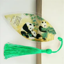 1 шт. классический элегантный креативный кисточка Закладка Китайская панда натуральные коллекционные листья с прожилками закладки для чтения канцелярские принадлежности