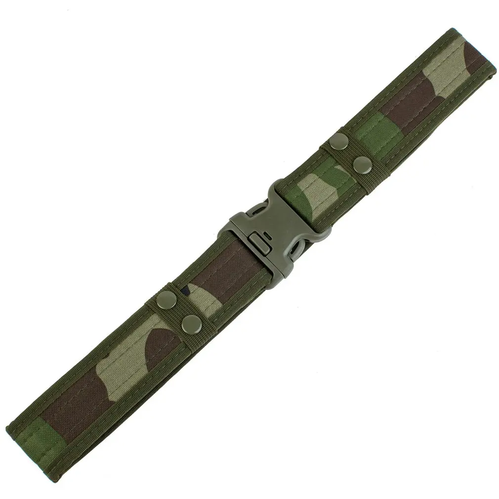 New Combat Canvas Duty Tactical Sport Belt with Plastic Buckle Army Military Adjustable Outdoor Fan Hook Loop Waistband - Цвет: Woodland camouflage