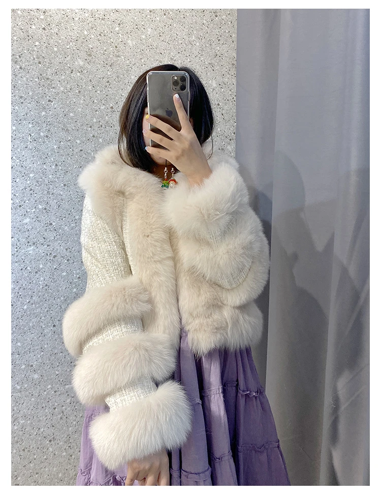 ZDFURS* новинка Женская зимняя теплая верхняя одежда из натурального меха Съемная шуба из натурального Лисьего меха Роскошная короткая шуба