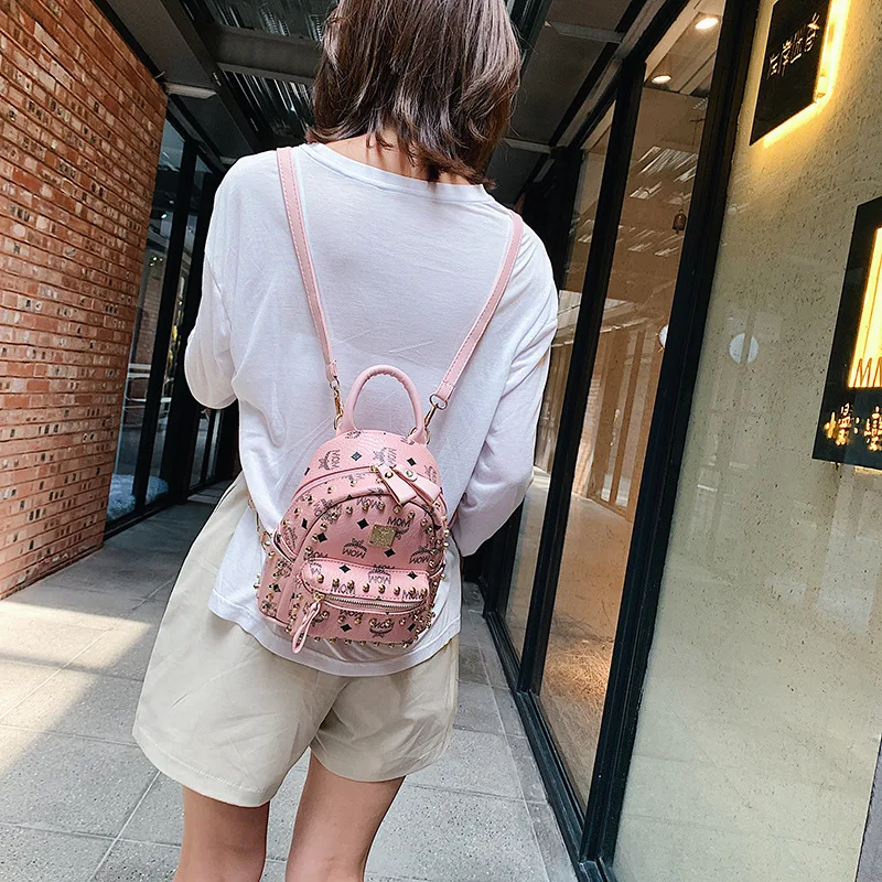

Rivet Backpack Women's Pu New Style Fashion INS Backpack Korean-style Bag 2019 Multi-functional Travel Bag