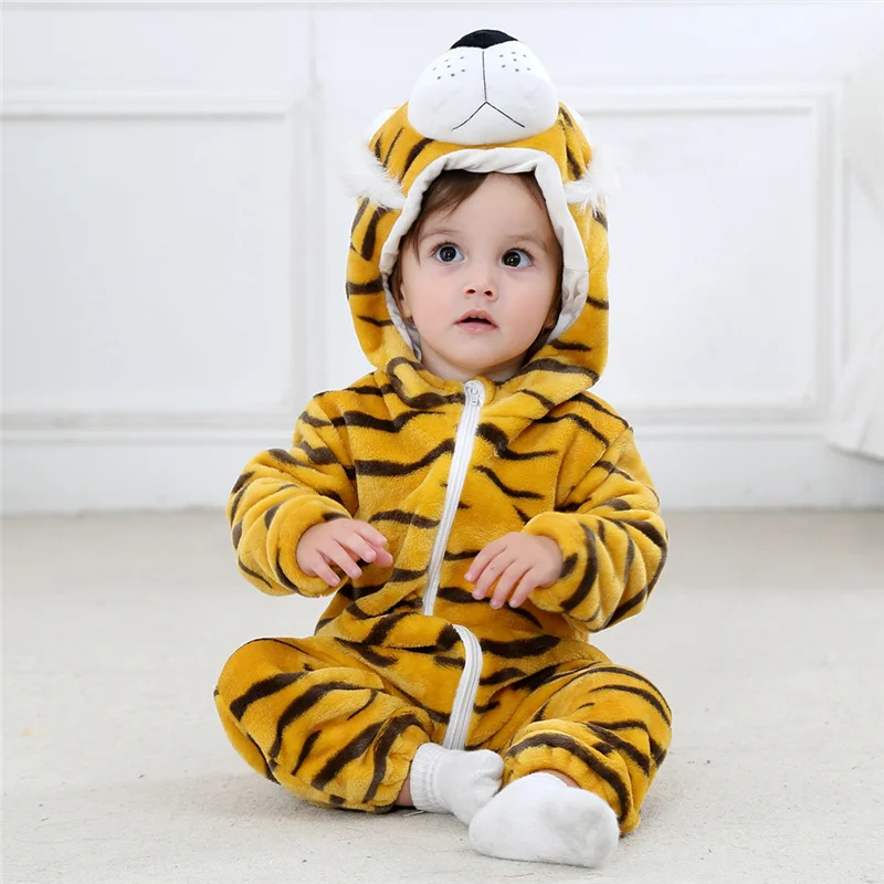 New Kids Pajamas Onesie Fox Animal Cartoon Crawl Clothes Winter Flannel Pajama Jumpsuit Boys Girls Kigurumi Sleepwear Overalls
