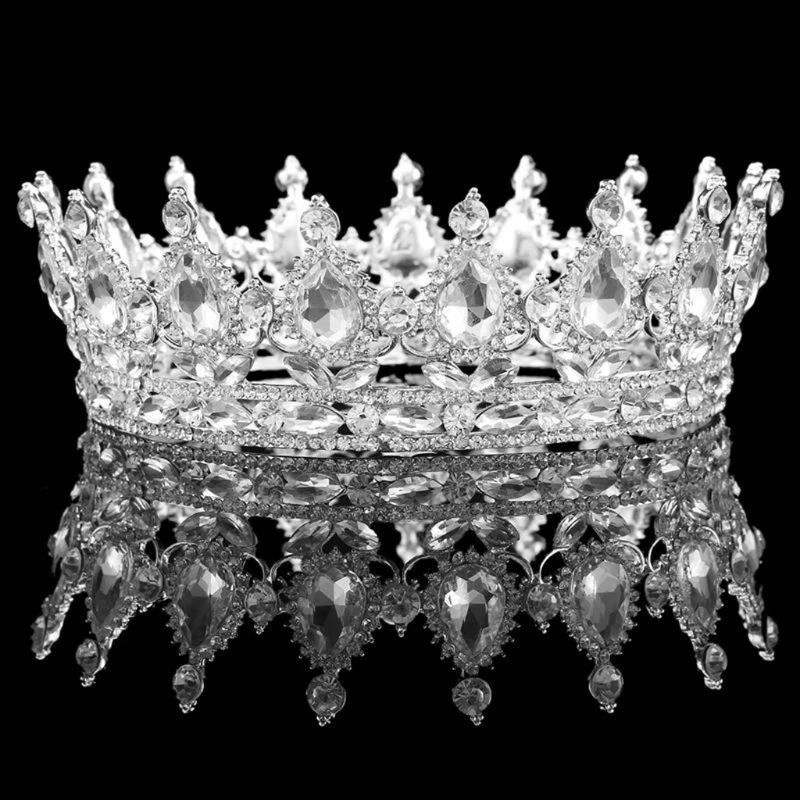 Винтажные Свадебные Стразы, ободок, Королевская корона, тиара, аксессуары для волос