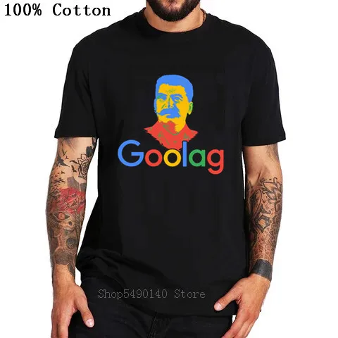 Soviet Leader Men's Retro T-Shirt Funny Goolag USSR Stalin Artsy Awesome Artwork Drawing Printed Tee Shirt Lenin Politician Tops | Мужская
