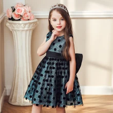 Г. Торжественное платье принцессы для девочек, детское фатиновое платье в горошек без рукавов, с бантом, с блестками, вечерние платья-пачки, Pegeant, платье подружки невесты, От 1 до 6 лет