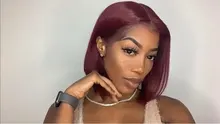 Recto Borgoña Bob corto parte de encaje pelucas de cabello humano 99J 13X2 T malla con división pelucas brasileñas 180% de densidad pelucas de encaje para las mujeres