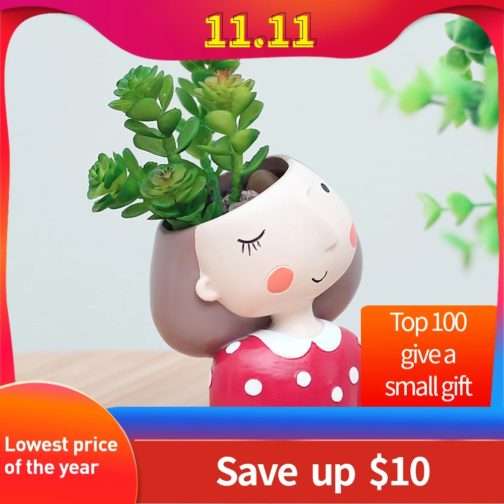 Cute Pot Planters Cartoon Girl Container for Home Garden Office Desktop Decoration doniczka ceramiczna