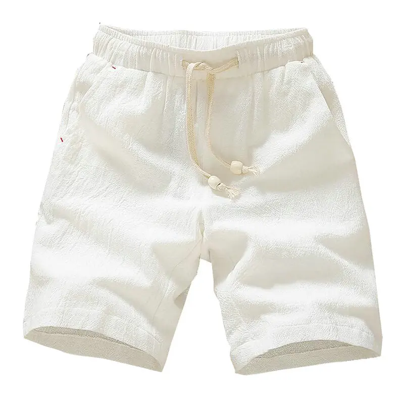 Красивые летние мужские шорты, хлопковые льняные шорты, одноцветные повседневные пляжные шорты, бермуды, мужские шорты размера плюс, одежда, пляжные шорты