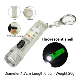 Lampe de poche imperméable à LED, porte clés, Rechargeable par USB, éclairage d'extérieur, cyclisme, chasse, Camping, Mini poche 