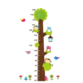 

OCDAY Cartoon Owl Monkey Height Measure Stickers For Kids Rooms Height Chart Ruler Decals Nursery Decoration Classic Toys New