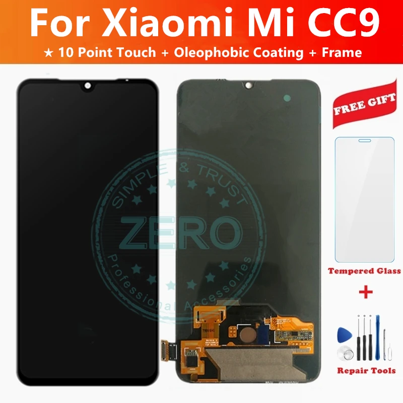 Протестированный AMOLED экран для Xiaomi Mi CC9 ЖК-дисплей с рамкой 10 сенсорная панель CC 9