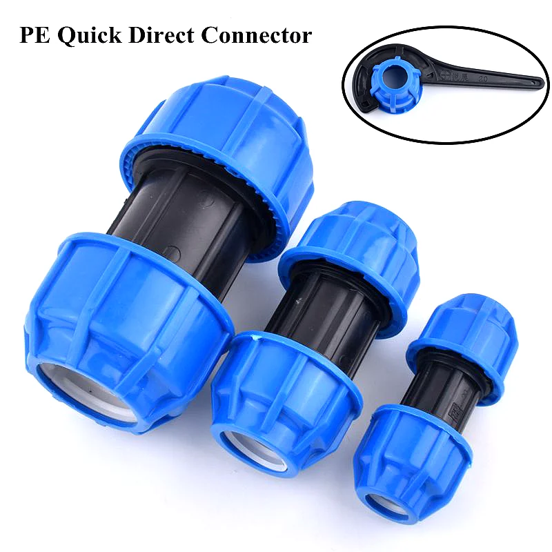 

1pc 20~90mm PE Direct Quick Connecter Agriculture Greenhouse Garden Watering Tube Joint Irrigation System Water Pipe Fittings