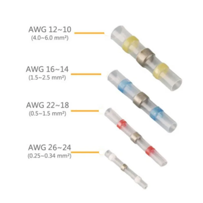 

5/10/20pcs Waterproof Solder Seal Sleeves Heat Shrink Butt Wire Connectors Electrical Cable Splice Tinned Terminals 26-10AWG