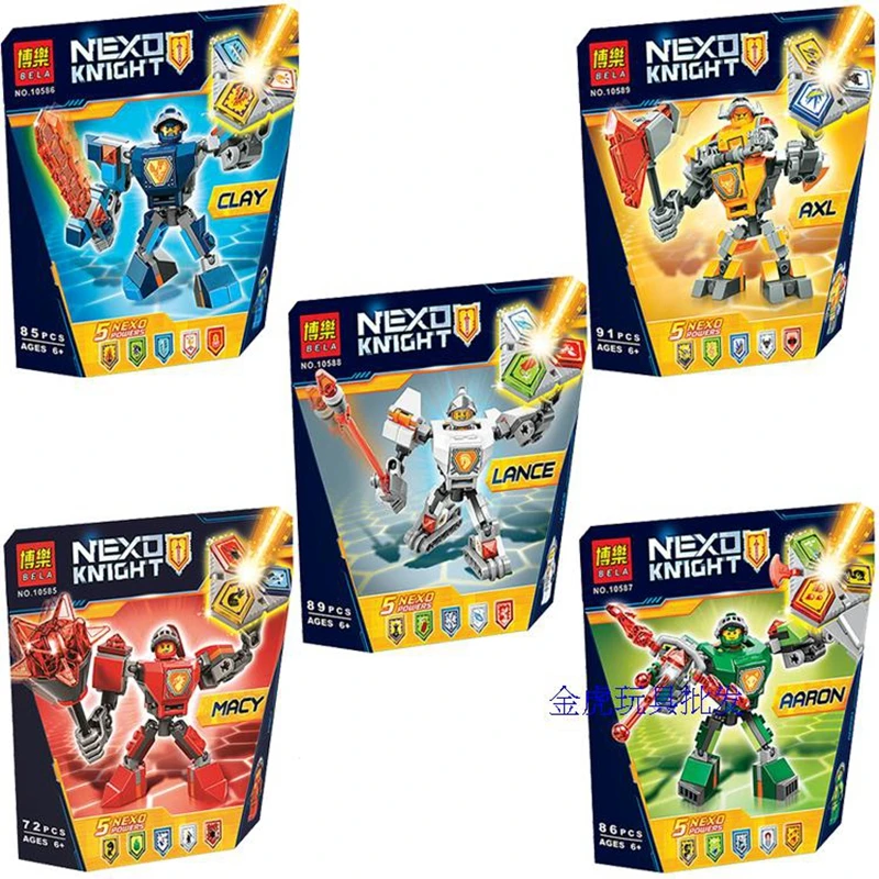 Новый Nexus Knights 10587 Macy Aaron AXL Lance Clay 70364 70365 70363 Строительные блоки Набор Детские