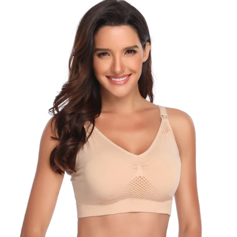 

nursing bra maternity bra pregnancy bra no rims seamless breathable multi-mesh design high elastic nursing bra widen sideband